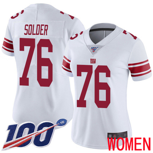 Women New York Giants 76 Nate Solder White Vapor Untouchable Limited Player 100th Season Football NFL Jersey